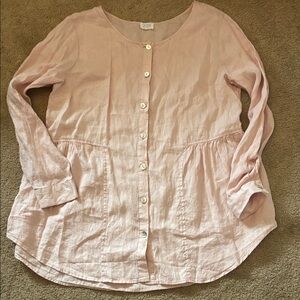 Sigrid Olsen Light Pink Button Linen Shirt